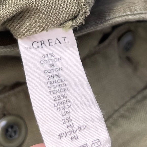 THE GREAT. The Swingy Army Jacket Military Green Utility Short High Low Coat 1 S - Picture 12 of 16